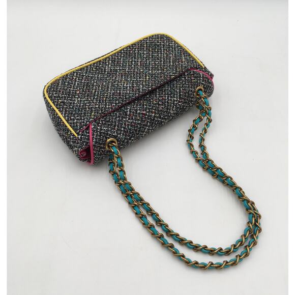 Karl Lagerfeld Colorful Agyness Tweed Shoulder Bag Logo - Picture 5 of 8